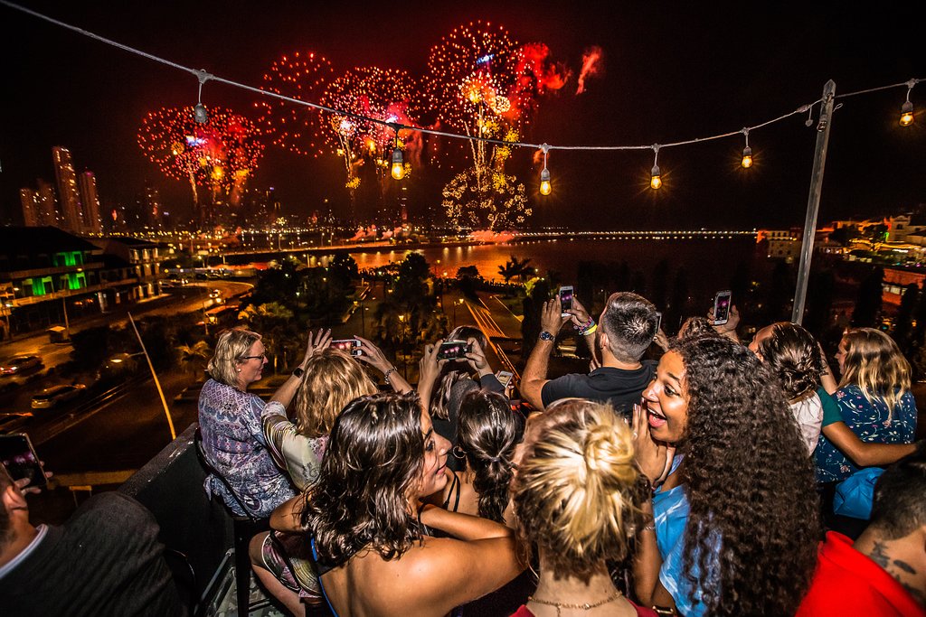 The rooftop offers great views of Panama City, especially to see fireworks
