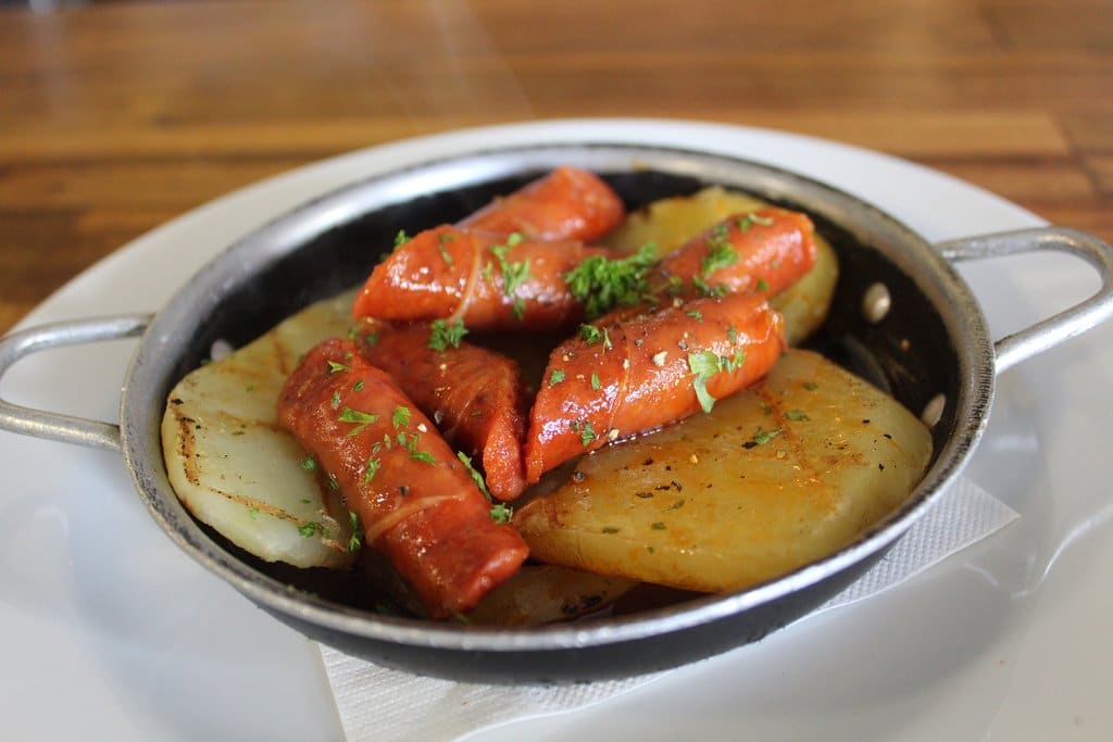 Chistorra sausage with potatoes at Santa Rita Restaurant Casco Viejo 