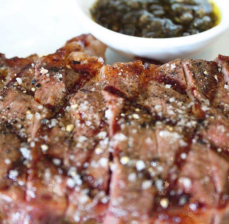 Grilled meat with chimichurri at Santa Rita restaurant casco viejo