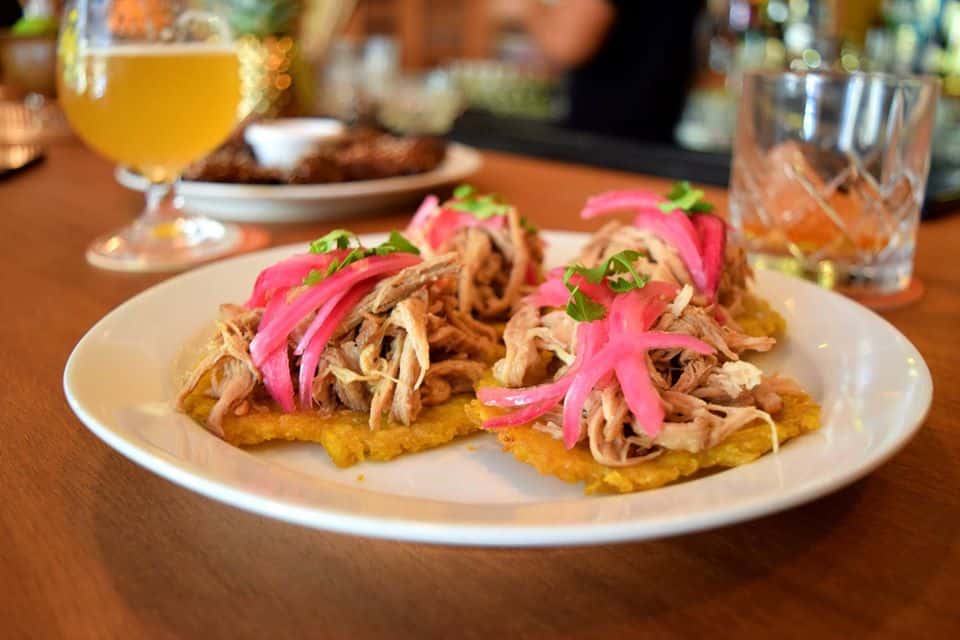 Patacones with ropa vieja 