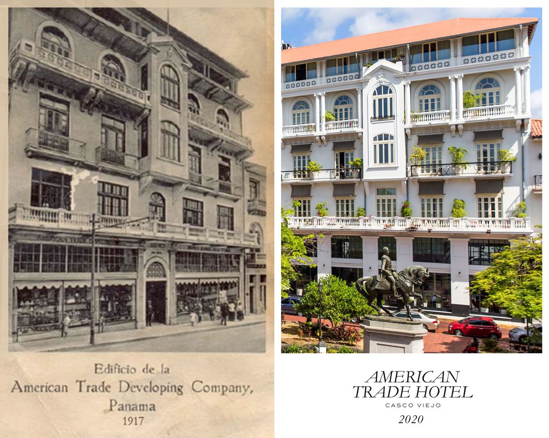Historical and new building of American Trade Hotel