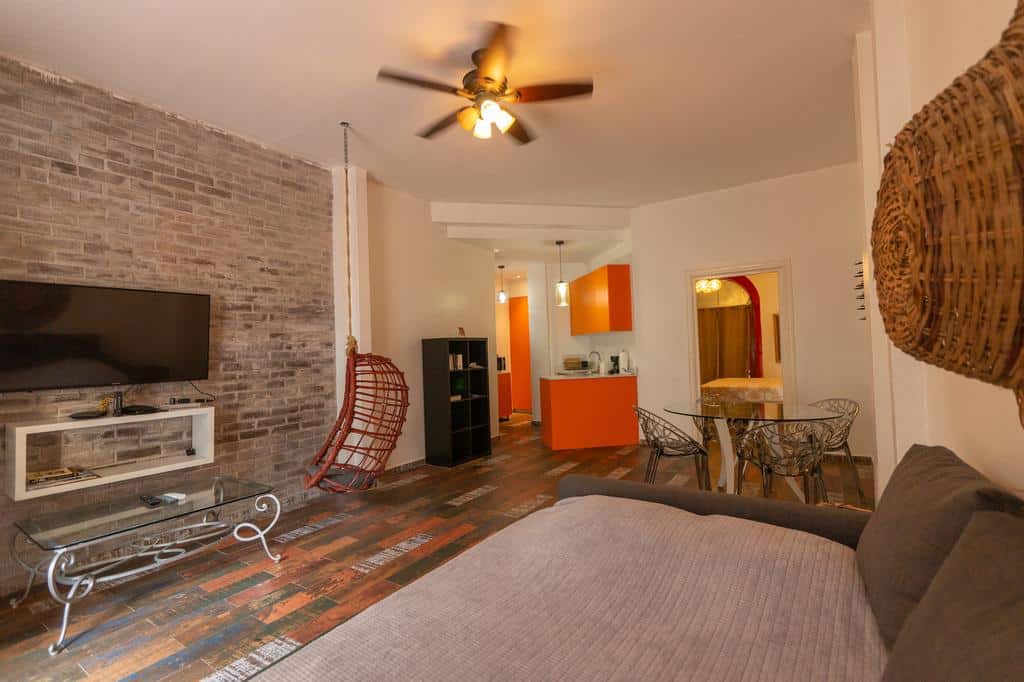 living room and kitchen of Charming Apartment in Casco Viejo