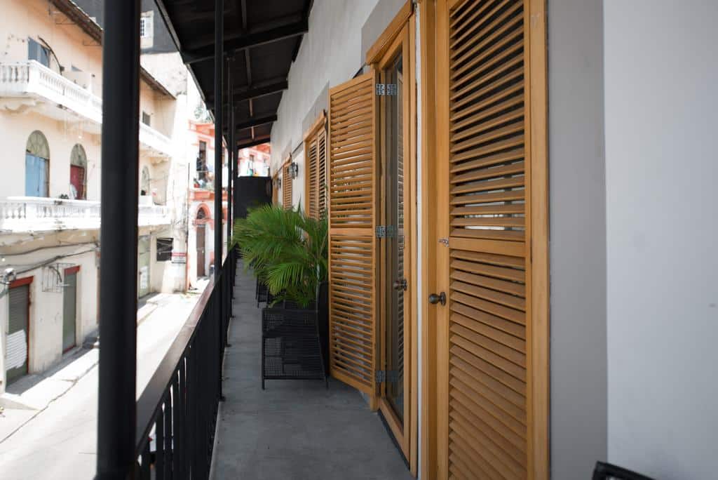 Some of the rooms at hotel casa panama have balconies that look to the side street or towards the bay of Panama