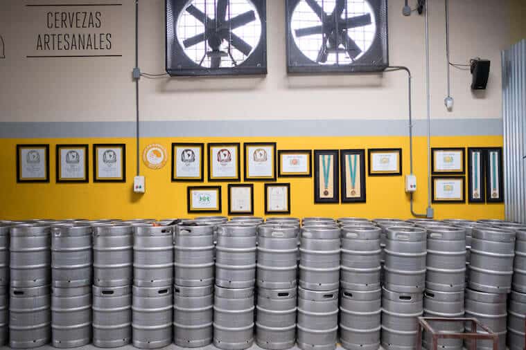 Awards won by La Rana Dorada are displayed in their brewery