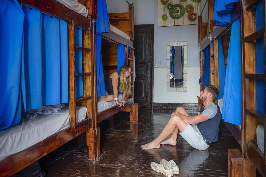 two guests in the dormitories of Lunas Castle Hostel 