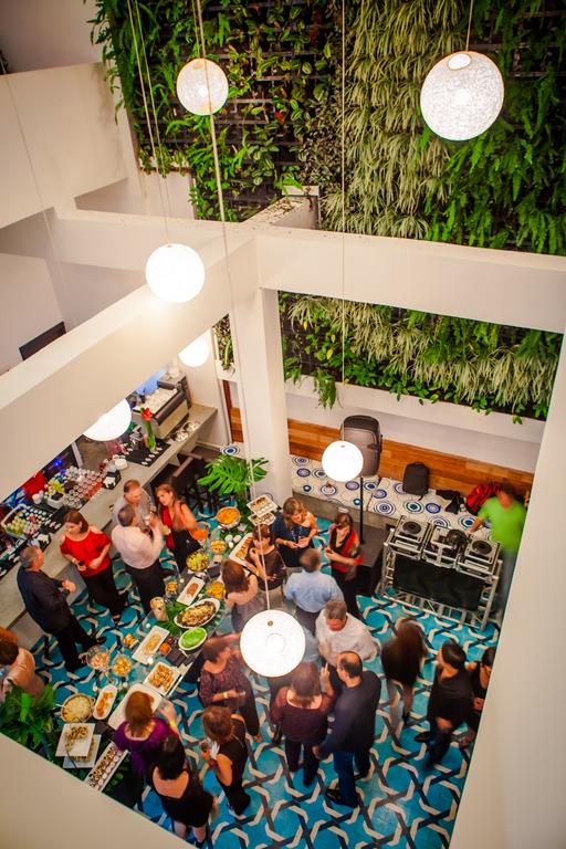 An atrium at the ground floor gets feed by natural light from the ceiling